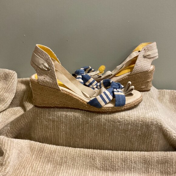 Michelle D Espadrille Wedge Heel, Sandal w/ ankle Ribbon Tie - Picture 2 of 4